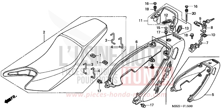 SITZ/SITZVERKLEIDUNG (CB600F2/F22) von Hornet S CANDY XENON BLUE (PB324) von 2002